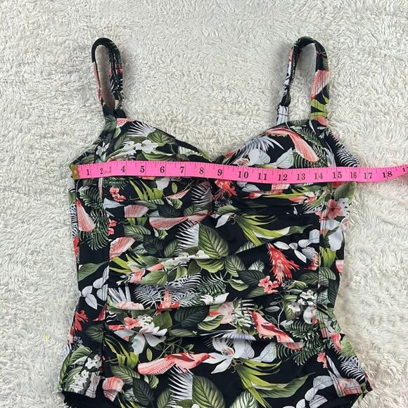 Nip tuck Swim tropical floral and bird print one piece swimsuit, size 10 - Picture 3 of 9